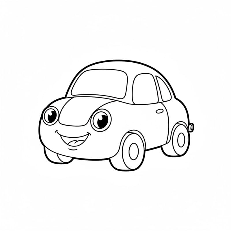 A smiling cartoon car outline — the picture to trace