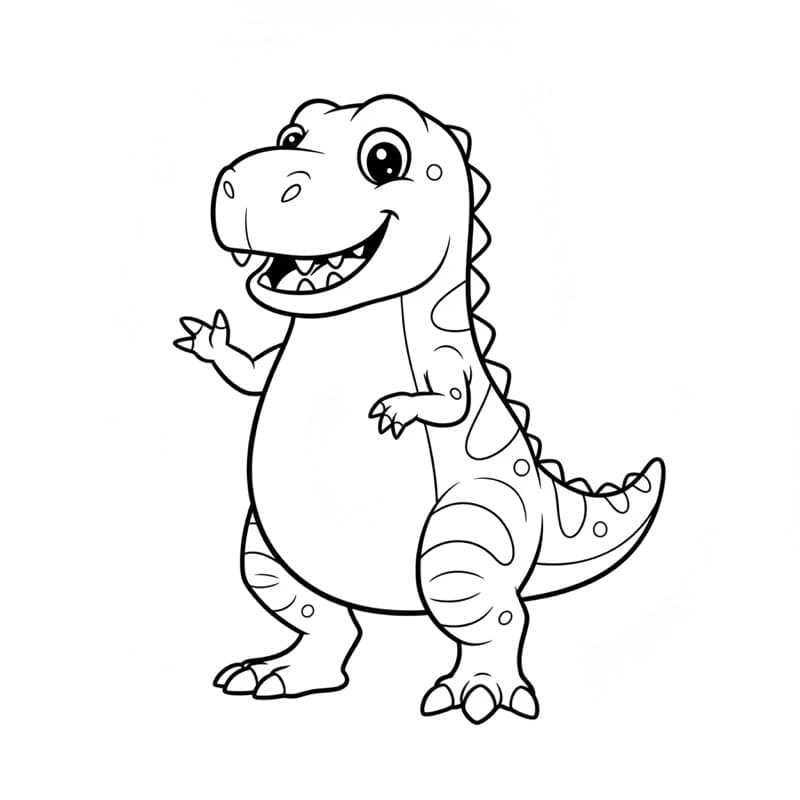 A friendly cartoon T. rex outline — the picture to trace